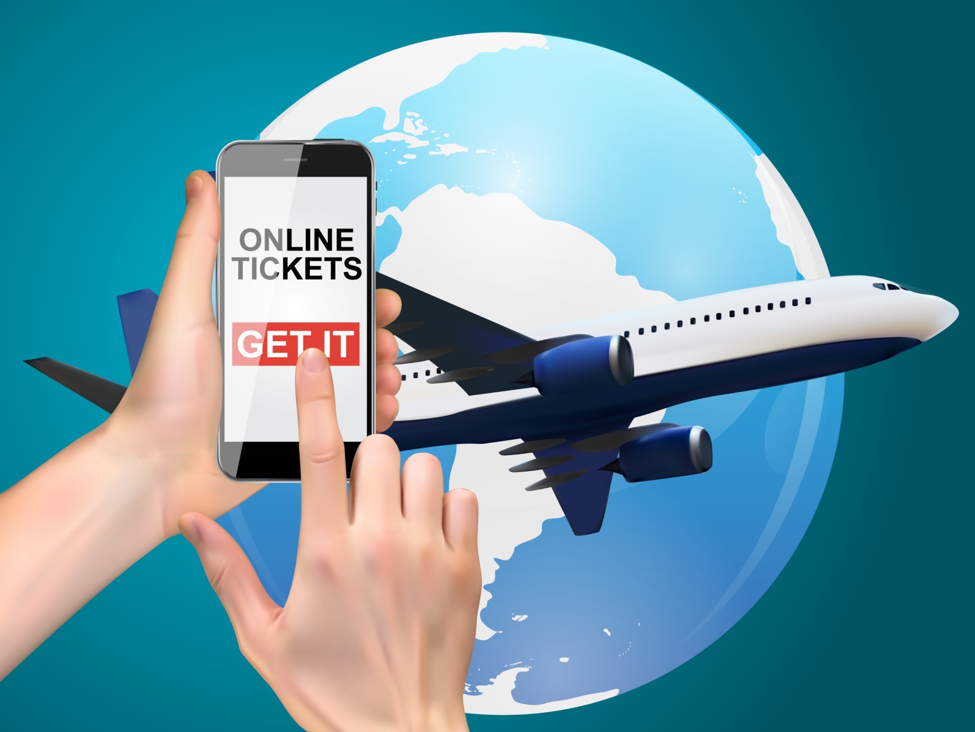 hand holding a mobile phone buy air tickets online concept illustration free vector fe914