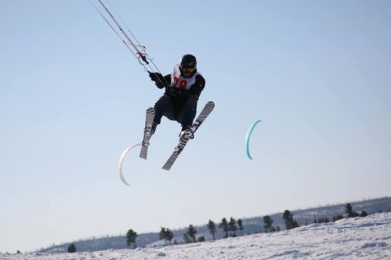 Зимний кайтинг на лыжах